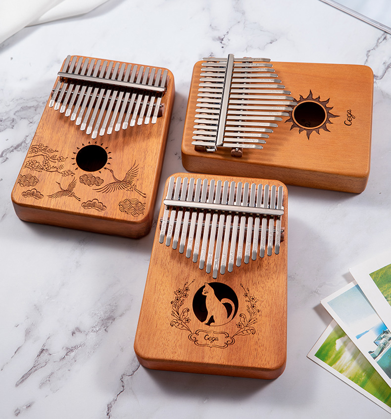 

Latest 17 Keys Kalimba sanza Thumb Piano mahogany Whole board Finger piano Solid wood Student beginner Blue green Keyboard instrument mbira