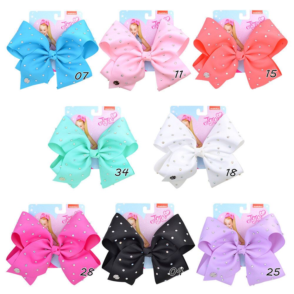 

6 Inch Rhinestone Hair Bow Jojo Bows With Clip For School Baby Children Large Bow Unicorn For valentines, As pic