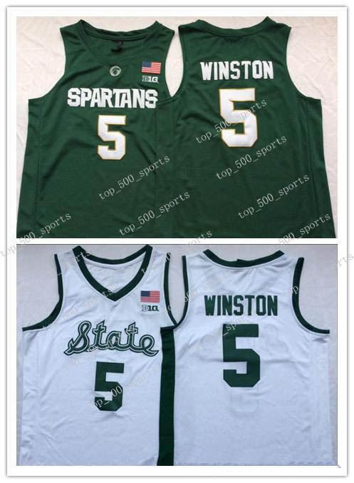 

Michigan State Spartans 5 Cassius Winston College Basketball Jersey Men' Stitched Jersey -2XL Top Quality free shipping, Colour 1