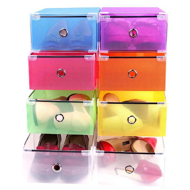 

7 Colour Eco-Friendly Shoe Storage Box Case Transparent Plastic Storage Box Rectangle PP Shoe Organizer Thickened Drawer Shoe Box 5Pcs/set, Optional