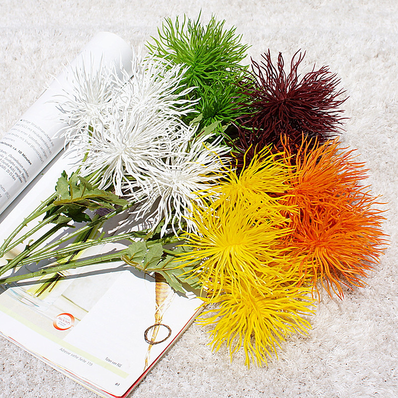 

5 heads Nordic style sea urchins shape flower ball Plastic fake plants Artificial flowers home decoration flores artificiales