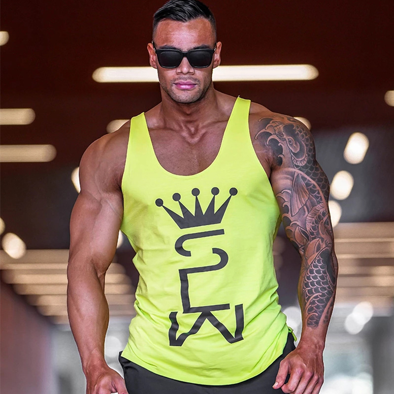 

Januarysnow Mens tank tops shirt gym tank top fitness clothing vest sleeveless cotton man canotte bodybuilding hombre man clothes wear, Yellow