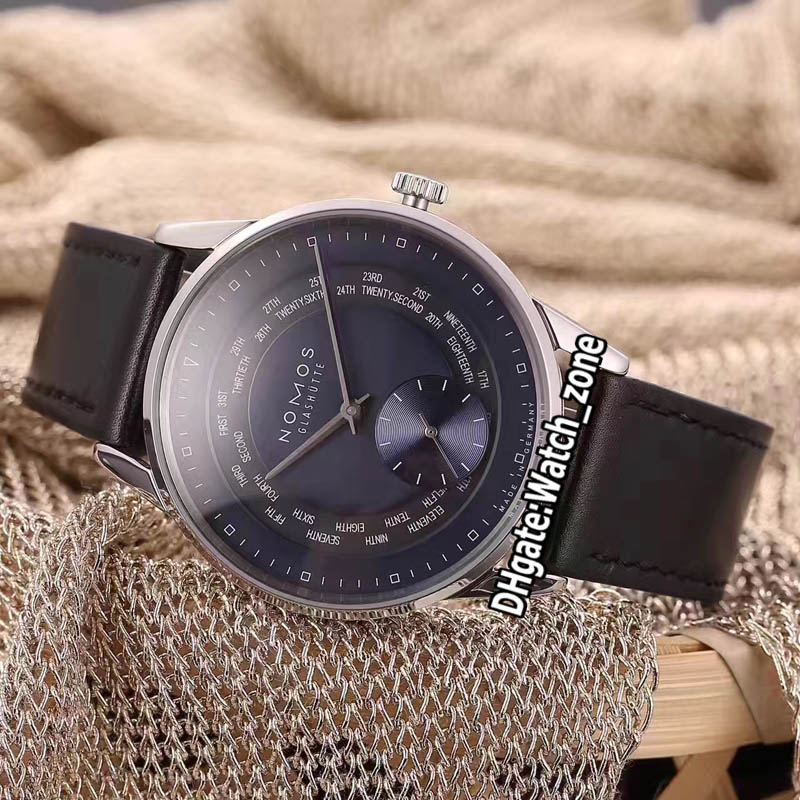 

New Nomos 40mm Glashutte Zurich 805 807 Blue Dial Automatic Mens Watch Independent Seconds Steel Case Leather Strap Watches Watch_Zone, Waterproof service
