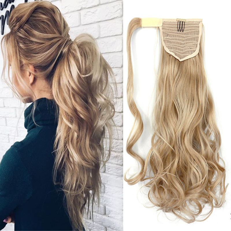 

Wavy Clip In Hair Tail False Hair Ponytail Hairpiece With Hairpins 100g Synthetic Hair Pony Tail Extensions