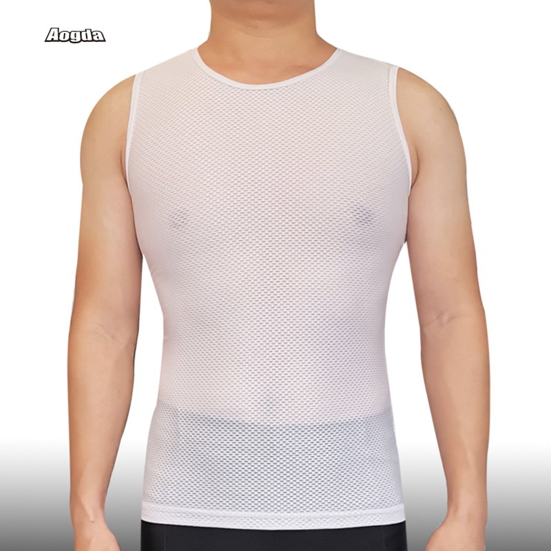 

Aogda Cycling Base Layer Quick Dry Cool Mesh Light Cycling Vest Sleeveless Bicycle Shirt Breathable Bike Underwear Jersey, White
