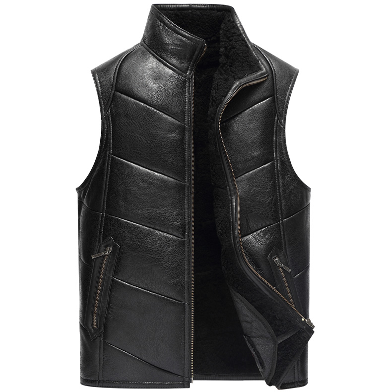 

Leather suede men genuine sheepskin vest men fur vest cashmere fur sheep wool liner natural jacket male New Phoenix 3063, As pic