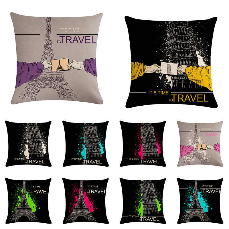 Fashion Paris Building Printed Cushion Cover Creative Romatic Design Pillow Case