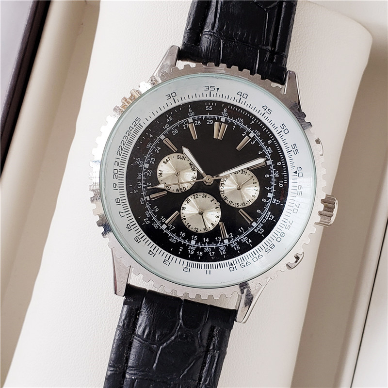

Top sale swiss brand men watches leather strap automatic movement small dial work big dial case high quality designer watch montre de luxe