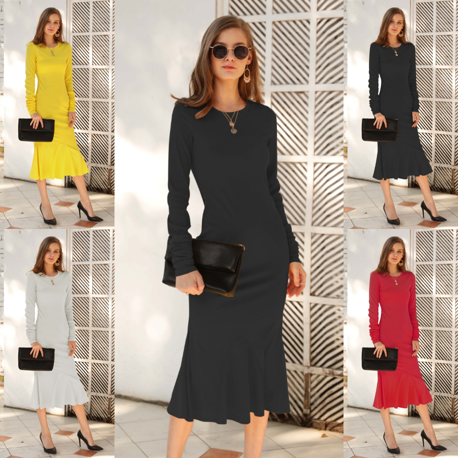 ladies midi dresses with sleeves