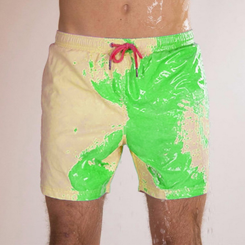 

Swimwear Beach Pants Warm Color Discoloration Shorts Swimming Surfing Board Shorts Color-changing Beach Men Quick Dry