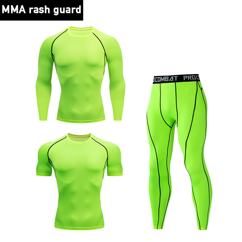 

Running Set Ccompression Men Sports Gym Suit 3 Pieces Suits Short & Long Sleeve T-shirt Leggings Union Bodybuilding Clothes Sets, Gray