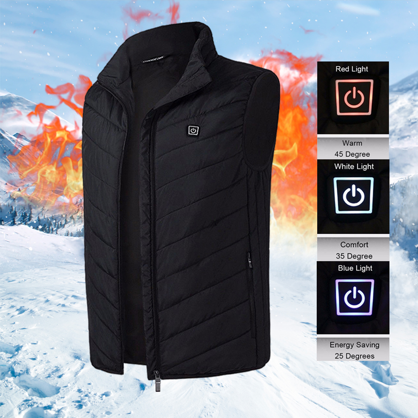 

Men Women Electric Heating Vest Jacket Sleeveless Waistcoat USB Thermal Clothing Winter Warm Jacket Outerwear Male Heated Vest, Black;white