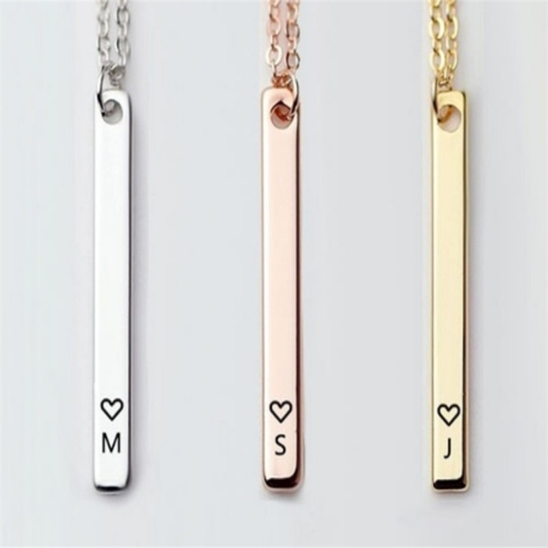 

Letter Necklace Fashion Initial Letters A-Z Alphabet Bar Love Pendant Necklace Silver Rose Gold Gold Color Women Men Jewelry