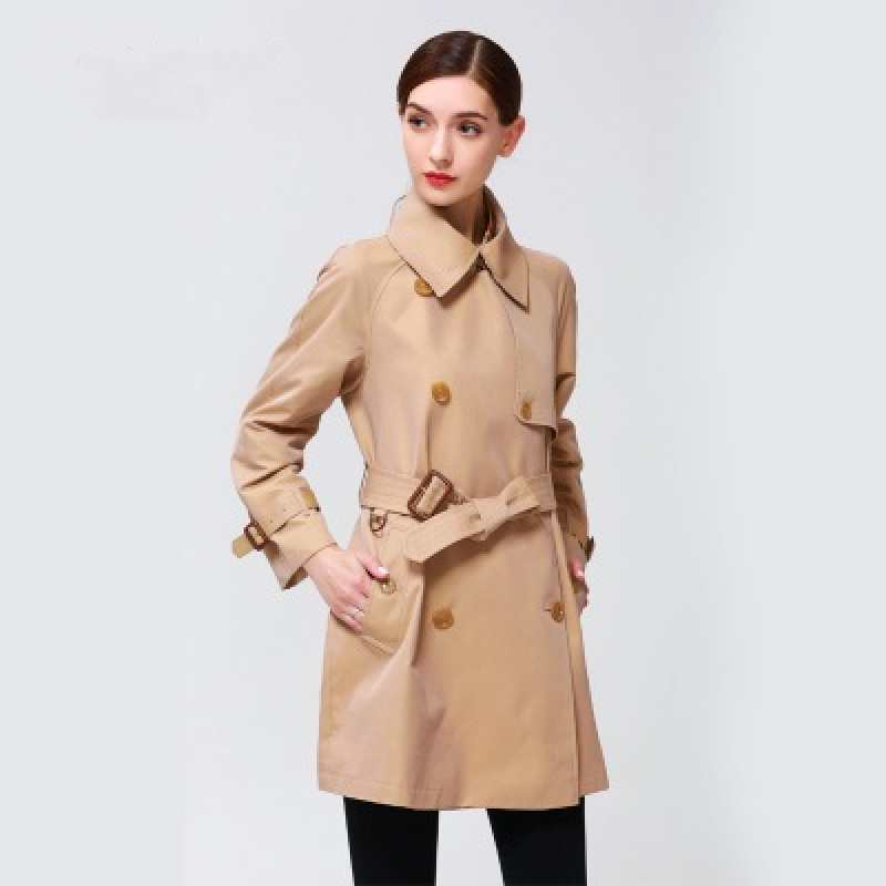 

Spring Auttumn Women Trech Coat Female High Qulaty Cotton Coat Ladies Loose Slim Windbreaker Female Solid Color, Apricot