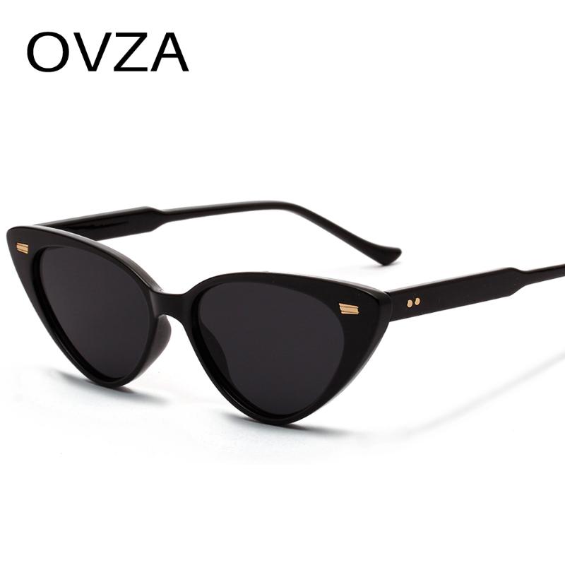 OVZA Retro Vintage Sunglasses Women Cat Eye Sunglasses Brand Designed 2020 New Ladies Glasses Red Black High Quality S8057