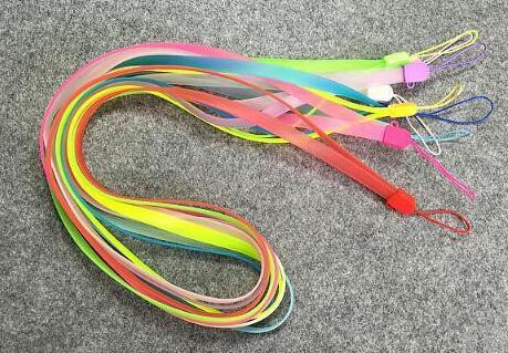 

Free Ship 43cm Luminous Glow Silicone Lanyard Neck Strap for keys ID Card Mobile Phone Straps MP5 MP3 MP4 U flash disk Strap