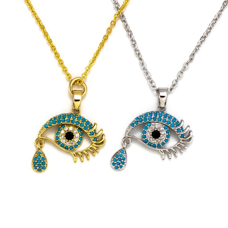 

Gold Silver Long Chain Lucky Evil Eye Necklace Femme Bijoux Fashion Crystal Pendant Necklace Jewelry Gifts For Women Girls