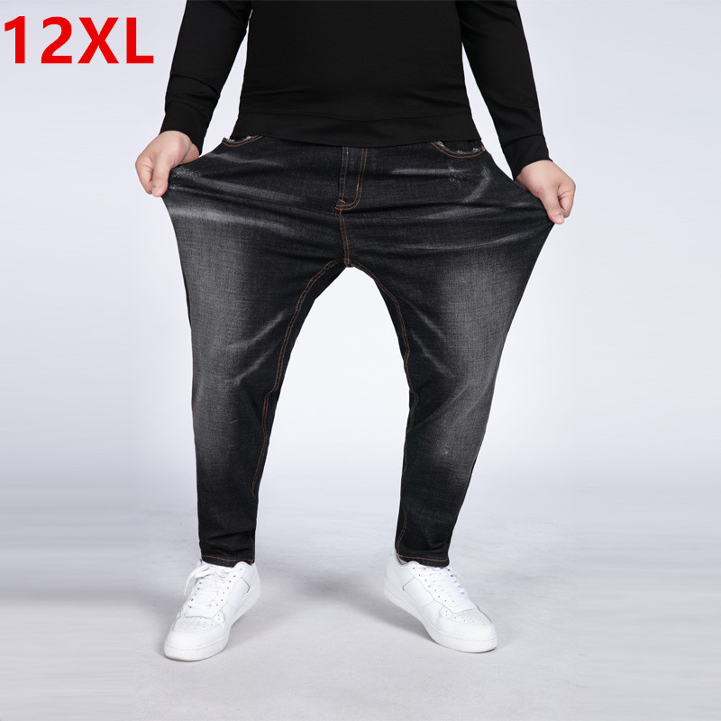 

12XL 10XL 8XL 6XL Fashion Men's Pants Casual Autumn Denim Cotton Hip Hop Loose Work high quality Long Trousers Mens Jeans Pants, Black