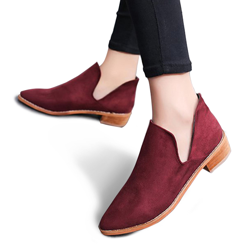 

Ankle Boots Women Shoes Hollow Out Botas Mujer Female Fashion Boots Slip On Autumn Shoes Solid Color Booties Woman, Black
