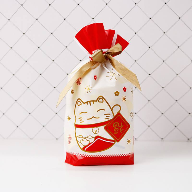 

50pcs Drawstring Gift Bag Set Printed Portable Candy Biscuits Packing Storage Bags Baking Wrapper candy gift wrap bag