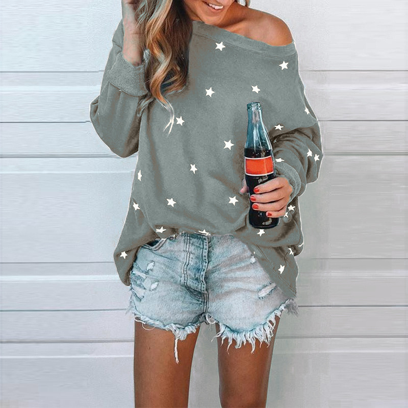 

2020 Women Blouses Summer Tops Womens Clothing Sundress Loose Short Sleeve Star Printed Casual Shirt Blouse Tops, 2#
