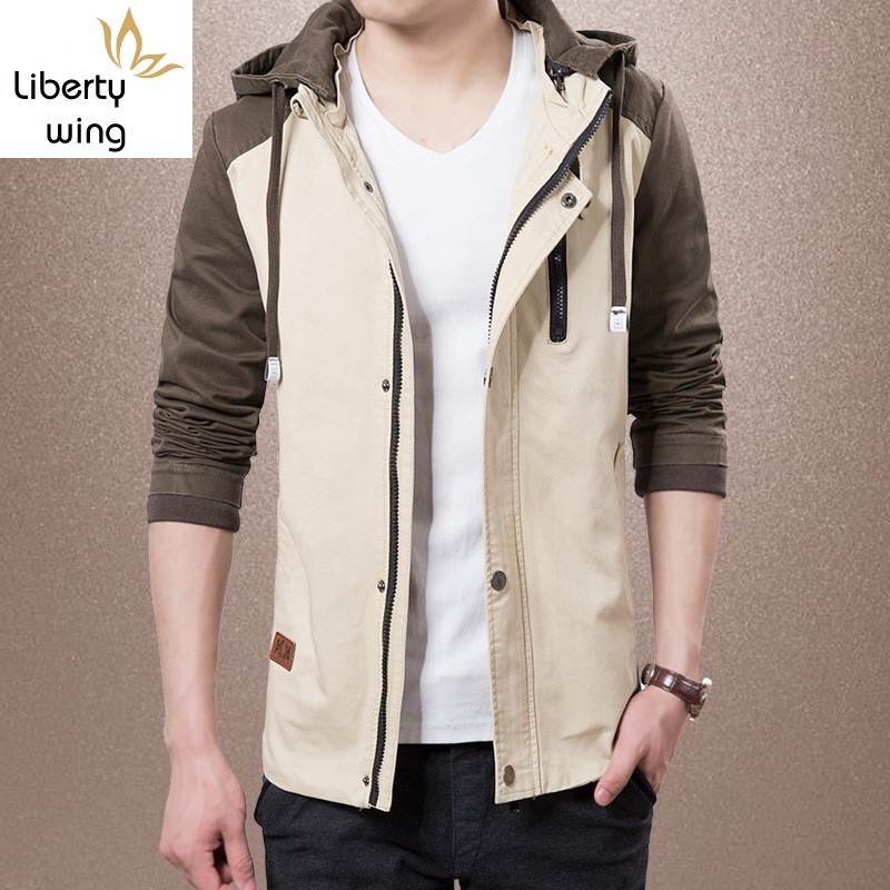 

Autumn Mens Colors Mixed Hoody Cotton Slim Fit Casual Outwear Coat Bomber Jacket Male Streetwear Windbreaker Cap Coats, Black