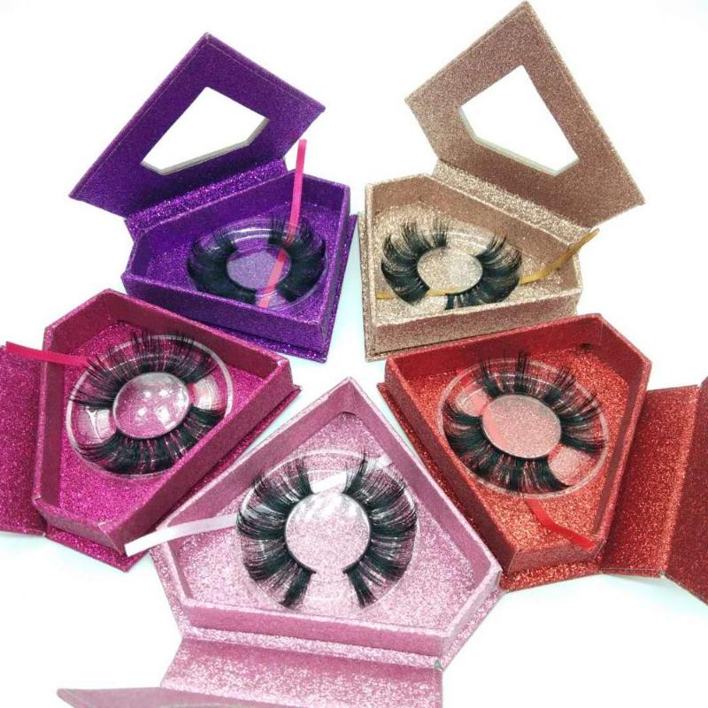 

Limatic faux mink eyelash Diamond type colorful shiny box and fiber eyelash combination very very like mink