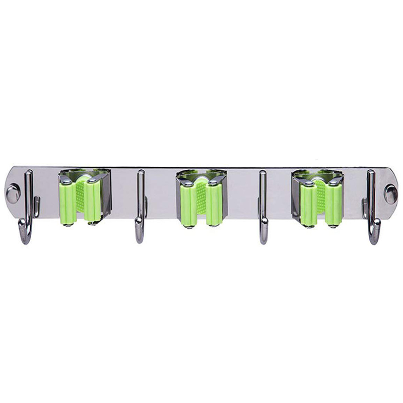 

Mop and Broom Holder, Wall Mount Metal Stainless Steel Garden Broom Mop Holder Organizer, Screws or Self Adhesive Utility