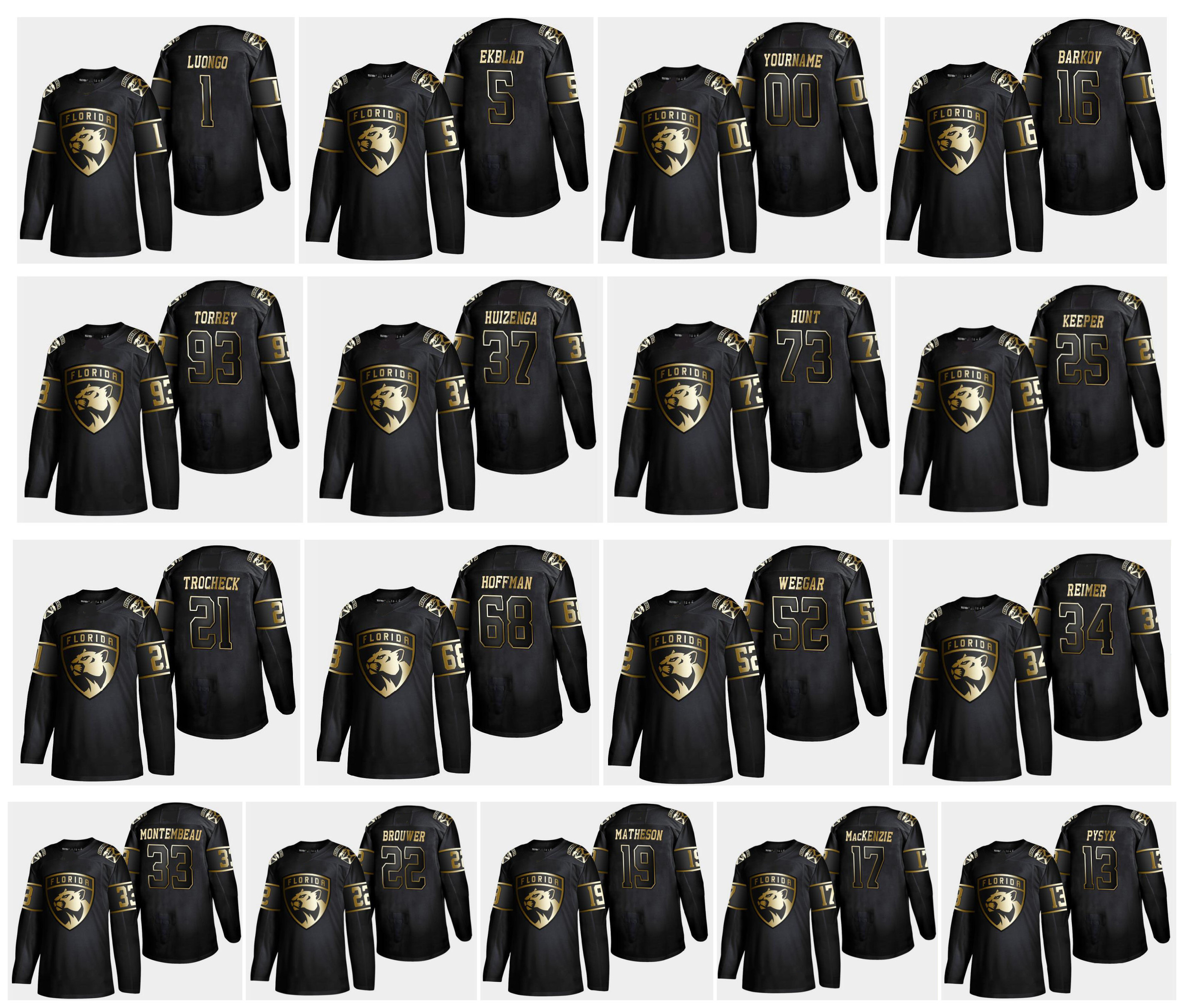 

Golden Edition Florida Panthers Jersey 72 Sergei Bobrovsky 16 Aleksander Barkovy 1 Luongo 5 Aaron Ekblad Sceviour 21 Vincent Trocheck Hockey, As pic
