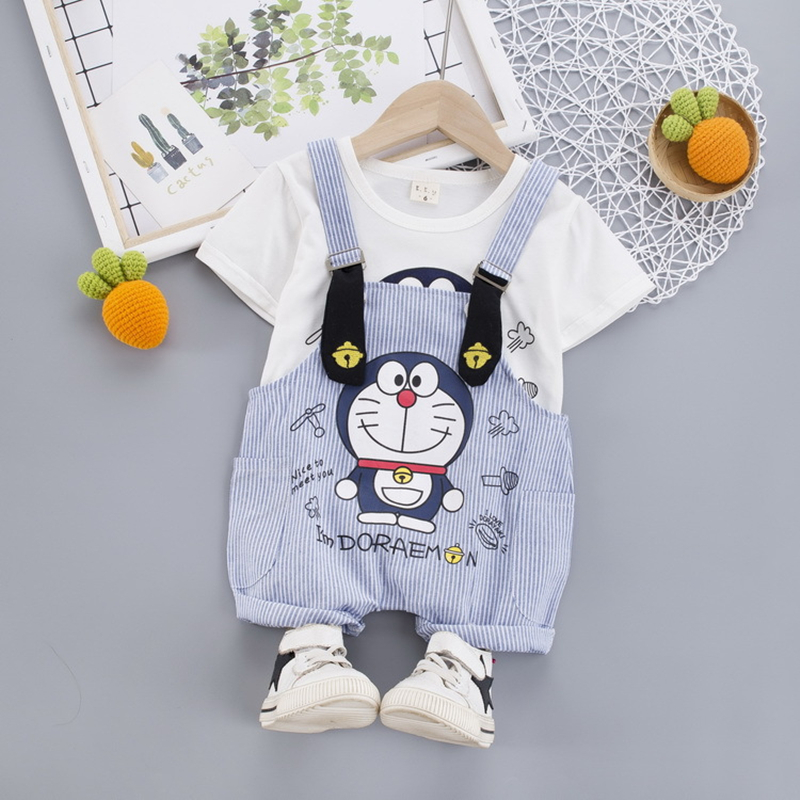 2021 Baby Boys Girls Clothes Set Children Clothing Doraemon T Shirt