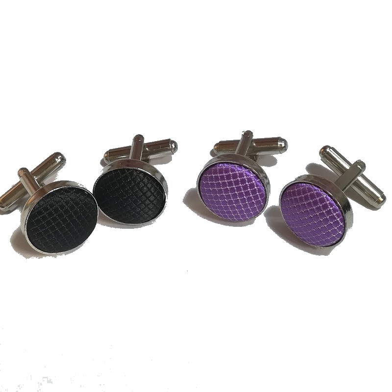 Bouton de manchette homme mode boutons de manchette ronds bouton de manche à carreaux manchette française boucle en tissu métallique 10 paires/lo