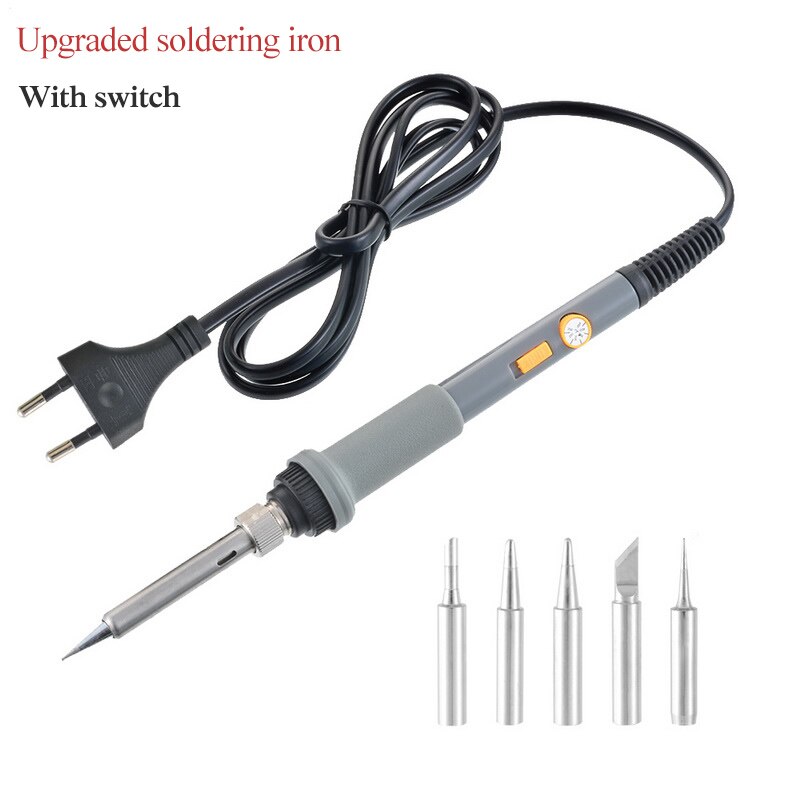 

110V/220V 60W Electric Soldering Iron Upgraded Version With Switch Adjustable Temperature Soldering Iron Get 5 Solder Tips Free