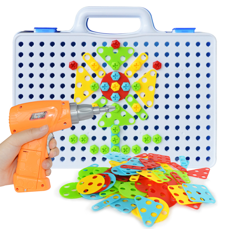 Children Electric Drill Nut Disassembly Match Tool Assembled Blocks Sets Educational Toys For Boys Building Design Gift-image-538295460