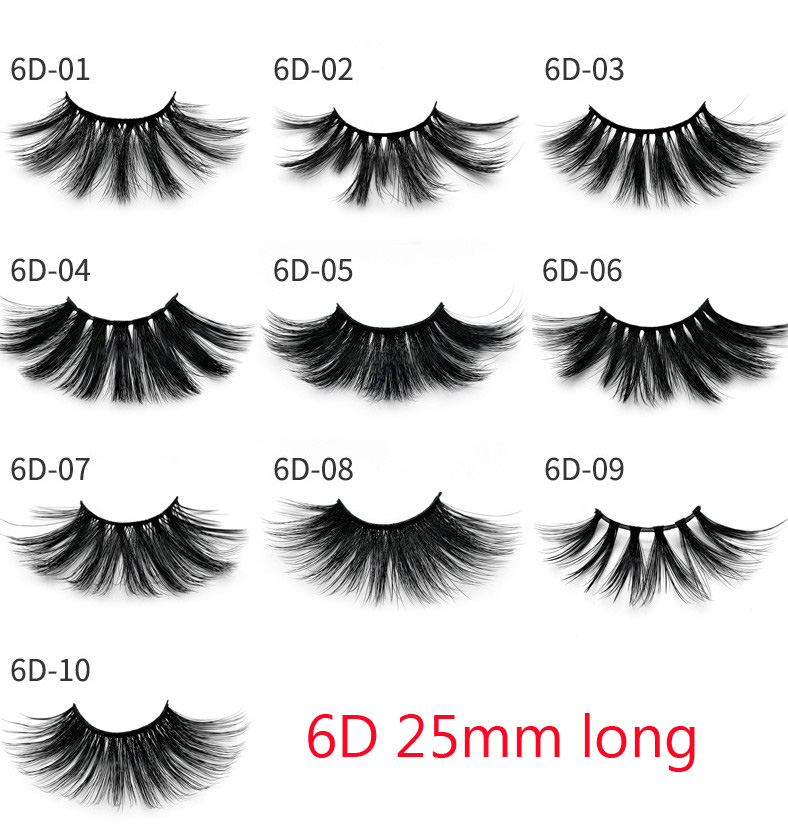 

6D Natual False Eyelashes Extension Faux 3D Mink 25mm lashes Bulk 100% Volume Natural long Hair Fake Lash Makeup