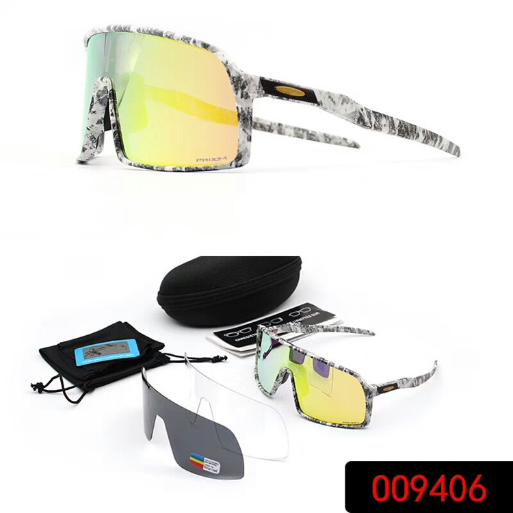 

New style O9406 Italy Camo polarized Sunglasses three replacement lenses quality super-light TR90 Frame cycling sunglasses sets full-setcase