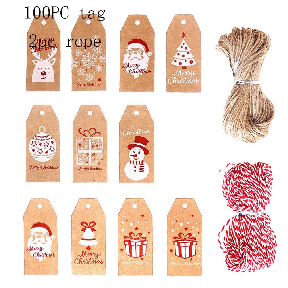 

100pcs Christmas Gift Tags Kraft Paper Tag Label Xmas Gift For Party DIY Price Label Box Hang Tag Garment Tags
