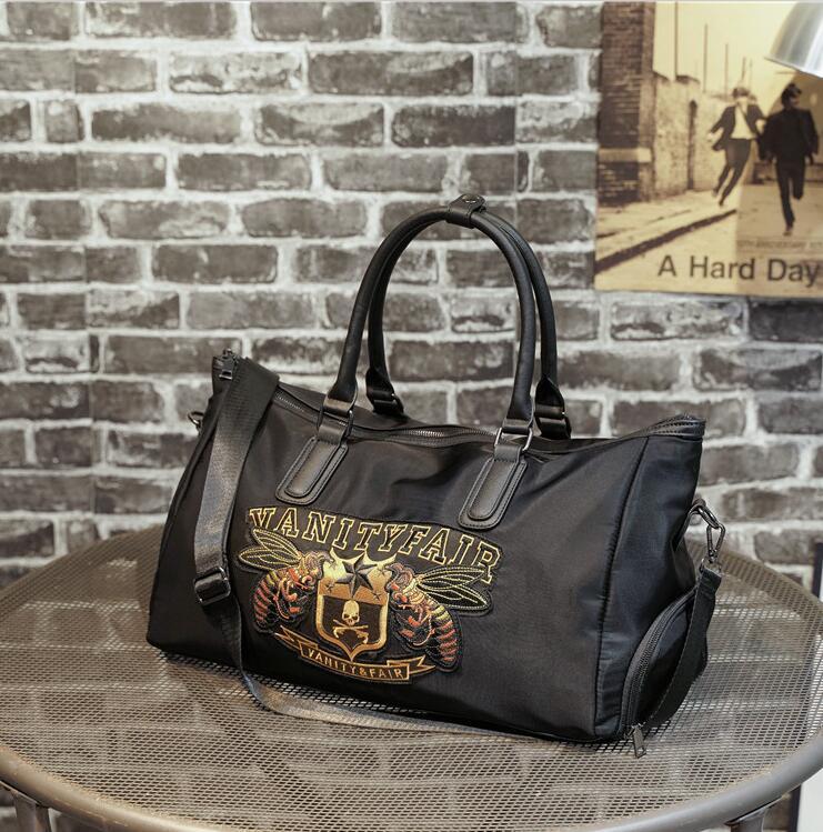 

wholesale men handbag exquisite embroidery handbag outdoor fitness waterproof oxford cloth leisure bags large capacity embroidery travel bag