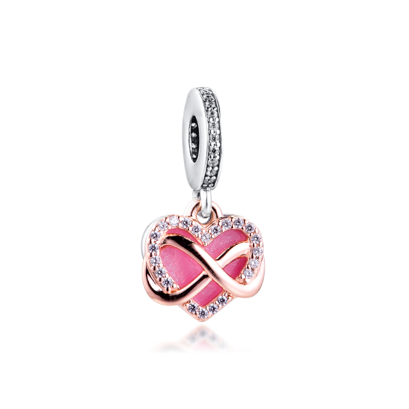 mothers day rose sparkling infinity heart dangle charm 925 sterling silver charms fit bracelets bangle diy pendant for jewelry making
