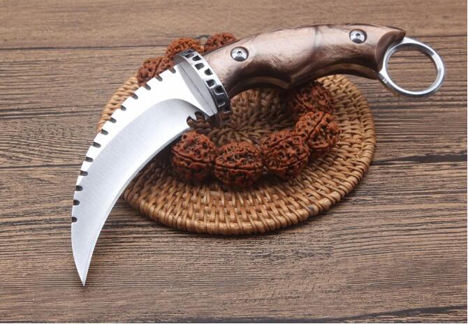 

Tyrannosaurus claw knife D2 60 HRC karambit Outdoor Hunting Knife Camping Survival Fixed Blade Knife 1PCS a2298
