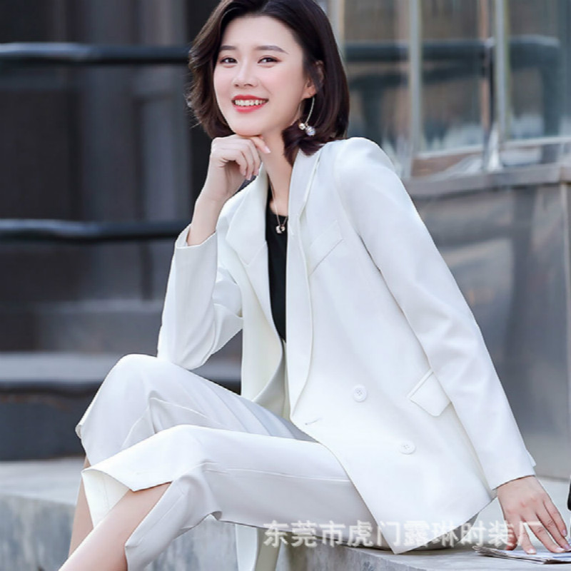 

2020 Summer Autumn Casual Small Suit Jacket Ladies Double-breasted Lace-up Work Dress Suit, Business suit