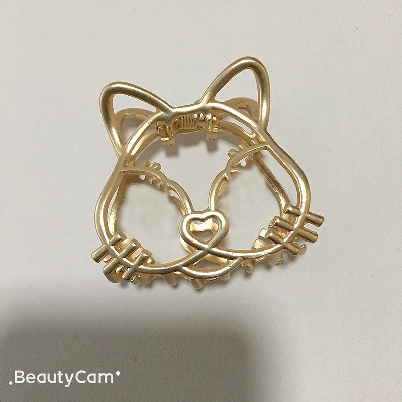 

Classic Fashion gold cute cat head claw clamp C hair clip for ladies collection luxury design hairpin jewelry accessories vip gift
