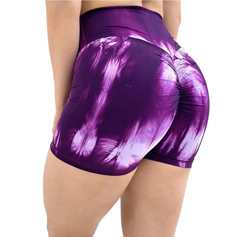 

Women's Tie-dye Print Workout Yoga Shorts Summer High Waist Booty Yoga Leggings Running Training Gym Wear Shorts Sportswear N4, Black