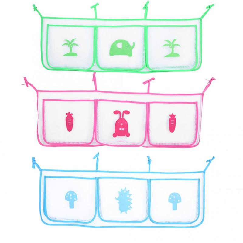 

Baby Crib Hanging Mesh Bag Diapers Toy Nursing Milk Bottle Storage Bag Organizer, Blue