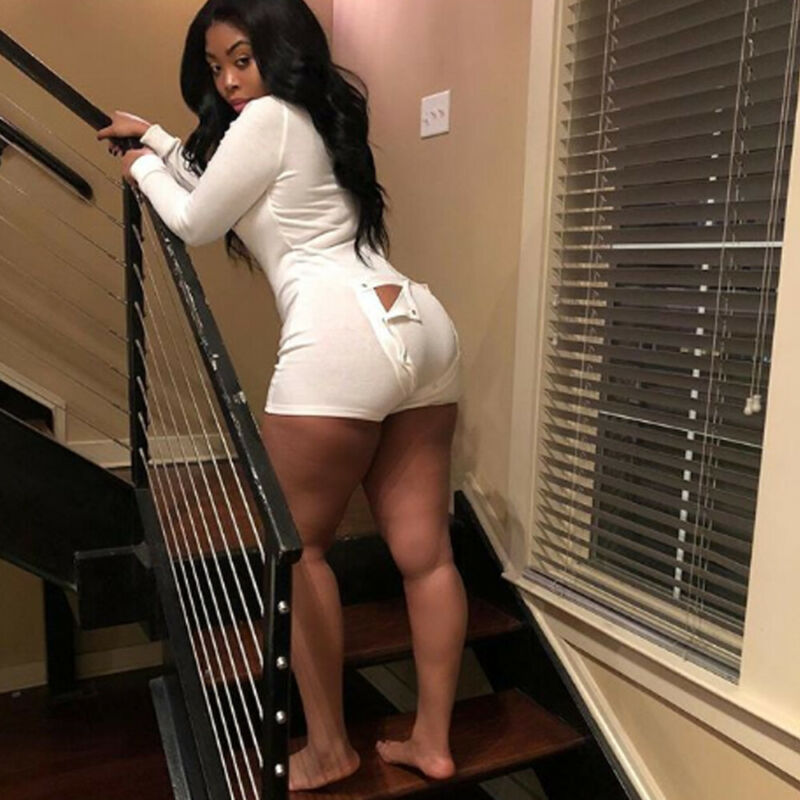 

Sexy Women Ladies Bodycon Romper Jumpsuit Sleepwear Home Wear V-neck Boduycon Button Long Sleeve Leotard Playsuit Bodysuit 2020, Red