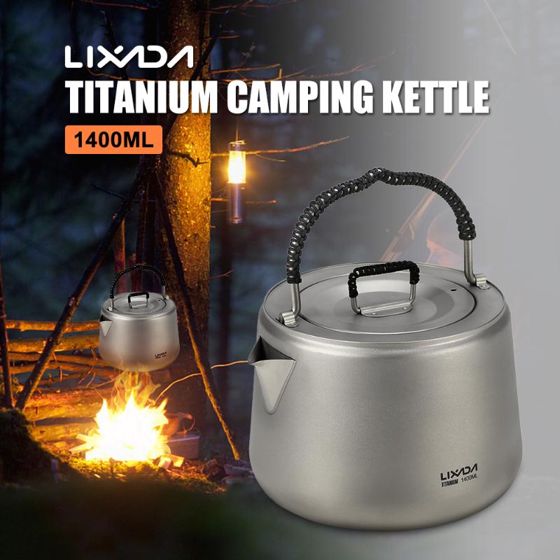 

Lixada 1.4L Titanium Pot Ultralight Outdoor Camping Hiking Water Kettle Coffee Pot Teapot Kettle Outdoor Tableware