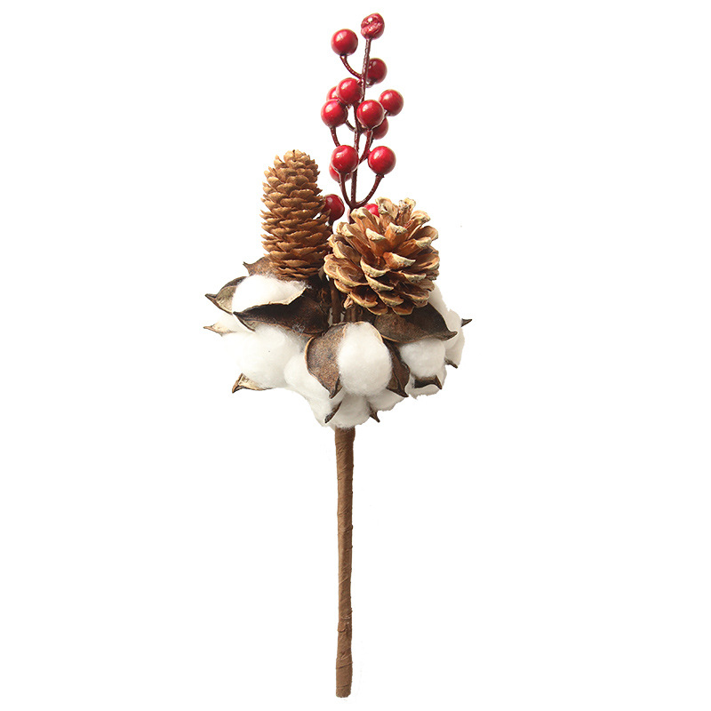 

5 Natural Dried Cotton Berry Bunch Stems Pinecone Artificial Flower Filler Floral Fake Cotton Flower Home Bedroom Decoration, White