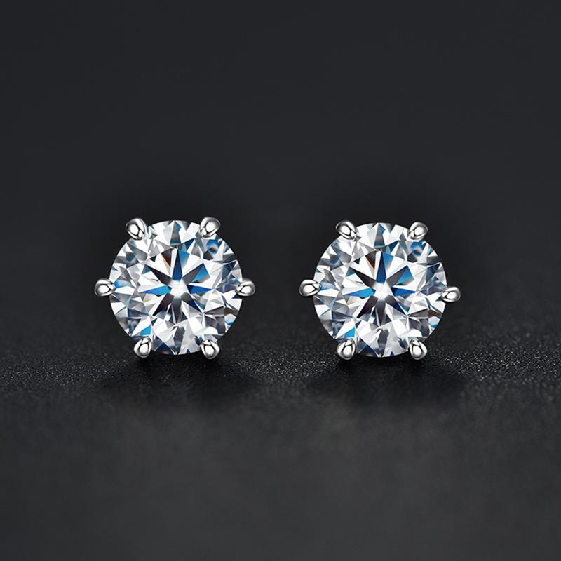 925 Silver 0.5/1ct D earring color Moissanite VVS Fine Jewelry Diamond Stud Earring With national certificate for Women Gift