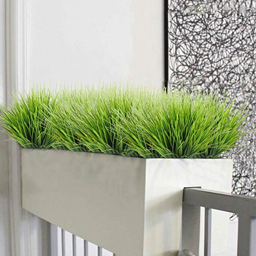 

Artificial Outdoor Plants Fake Plastic Greenery Shrubs Wheat Grass Bushes Flowers Filler Outside Home Garden Office Decoration, Green