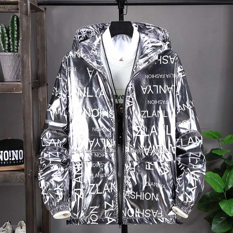 

Men's Jackets 2020 Fashion New Mens European and American Style Hooded Streetwear Jacket Casual Letter Print Men Clothing Size -5XL, Black