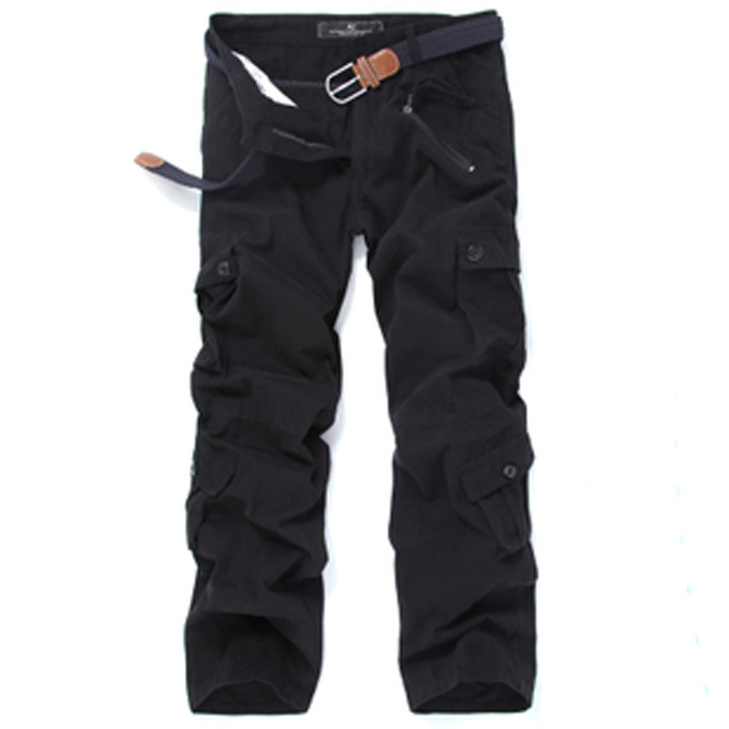 

Men Tactical Cargo Pants Hiking Camping Climbing Pant Casual Straight Pants Cotton Full Length Trousers Pantalon Homme Long Pant, Black
